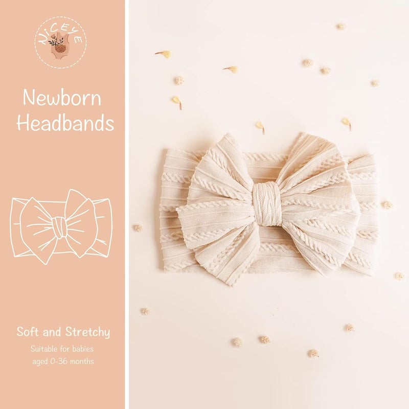 Niceye Handmade Baby Headbands Soft Stretchy Nylon Hair Bands with Bows for Newborn Infant Baby Toddler Girls - Image 2